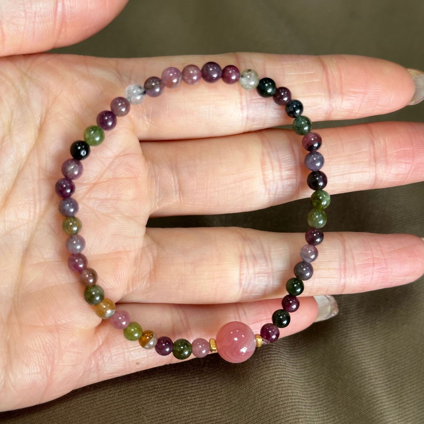 Women's Sterling Sier Natural Tourmaline Agate Niche Bracelets