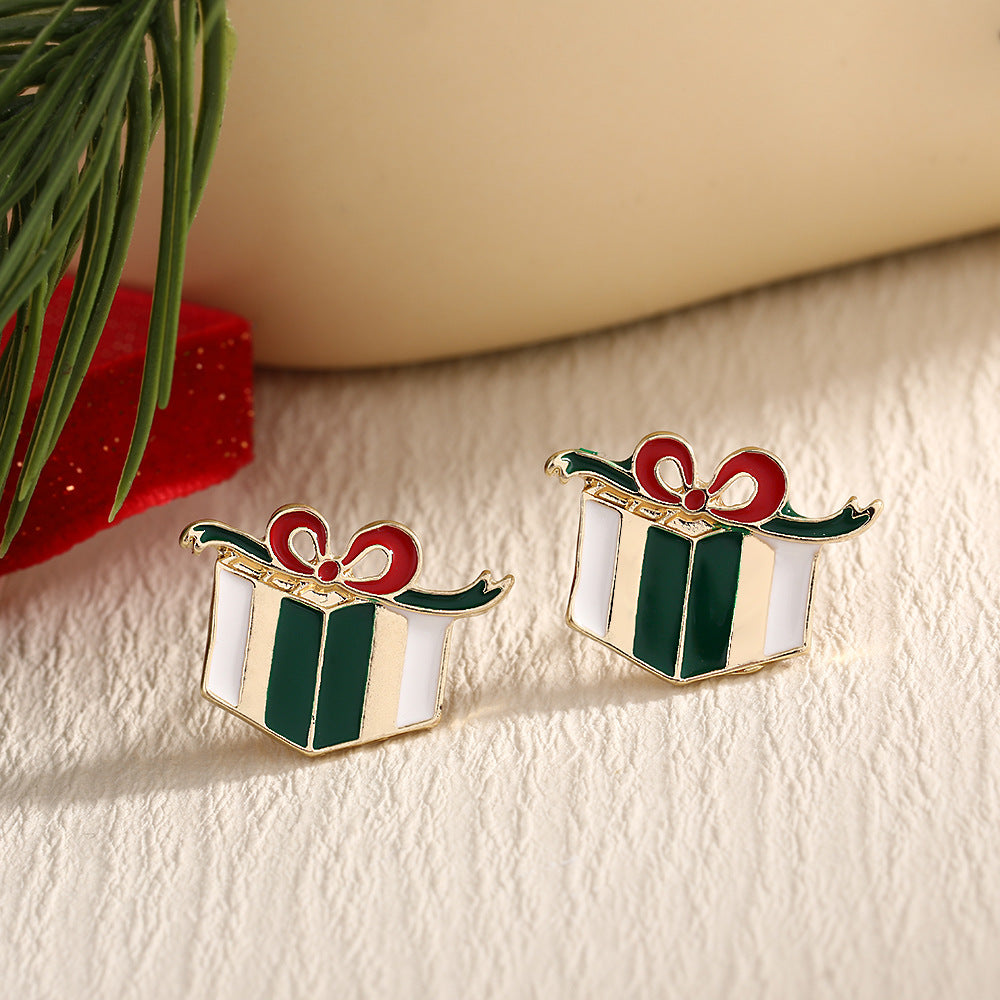 Fashion Elk Tree Snowflake Rhinestone Personalized Stud Earrings