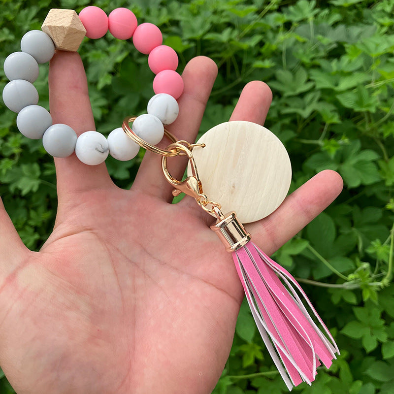 Beads Creative Beaded Tassel Sublimation Wood Bracelet