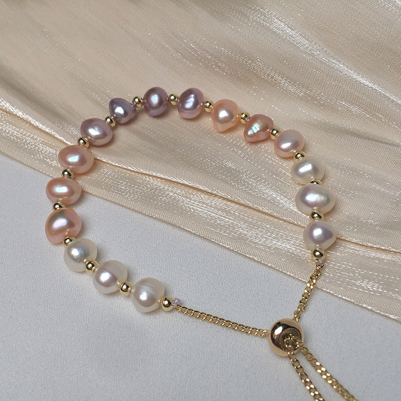 Natural Freshwater Baroque Shaped Pearl Pull Bracelets