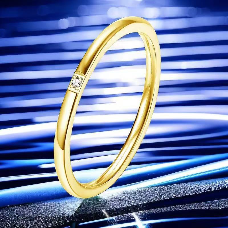 Steel Female Simple Design Niche High-grade Electroplated Rings