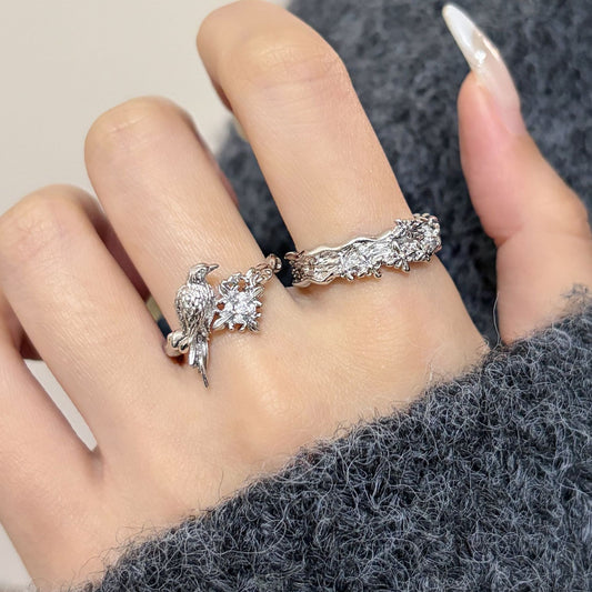 Crow Female Versatile Advanced Irregular Light Luxury Minority Opening Ring