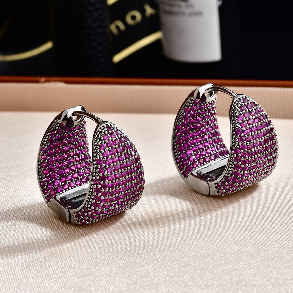 High-grade Full Diamond Water Drop Super Flash Clip Fashion Trendy Ear Buckle