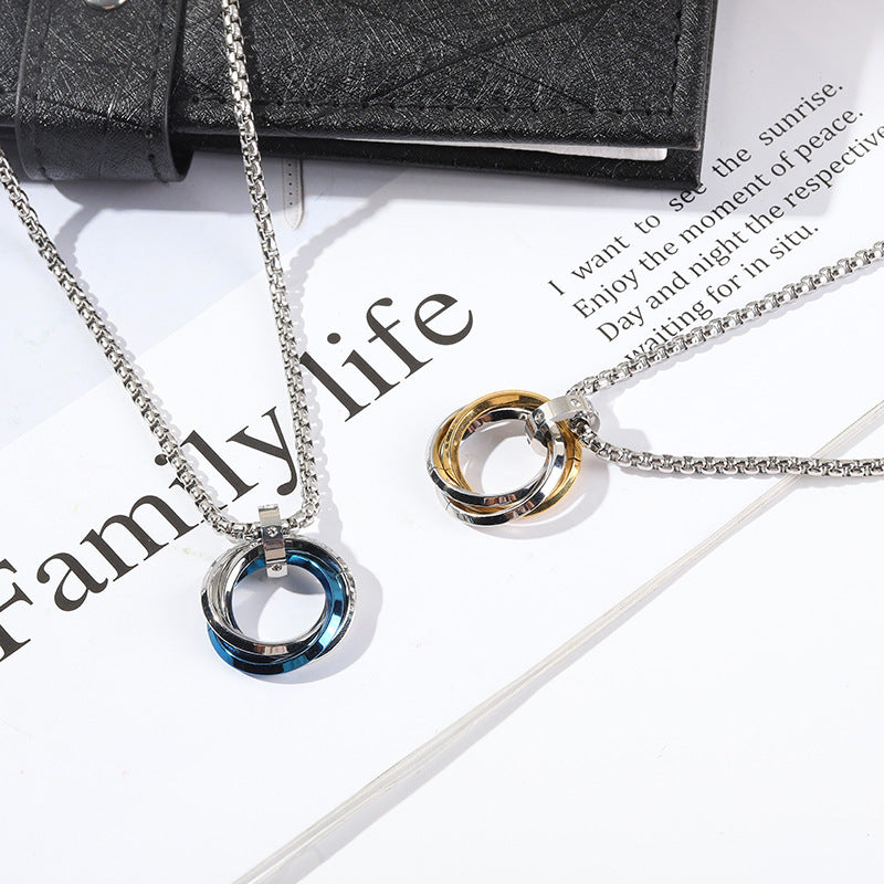 Women's & Men's Hop Titanium Steel Sweater Chain Three Niche Stainless Necklace
