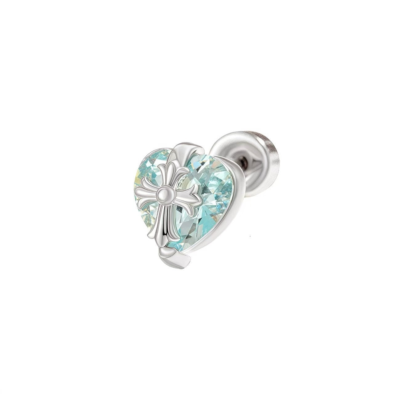 Sweet Cool Hot Cross Pink Blue Super Flash Zircon Unique Stud Earrings