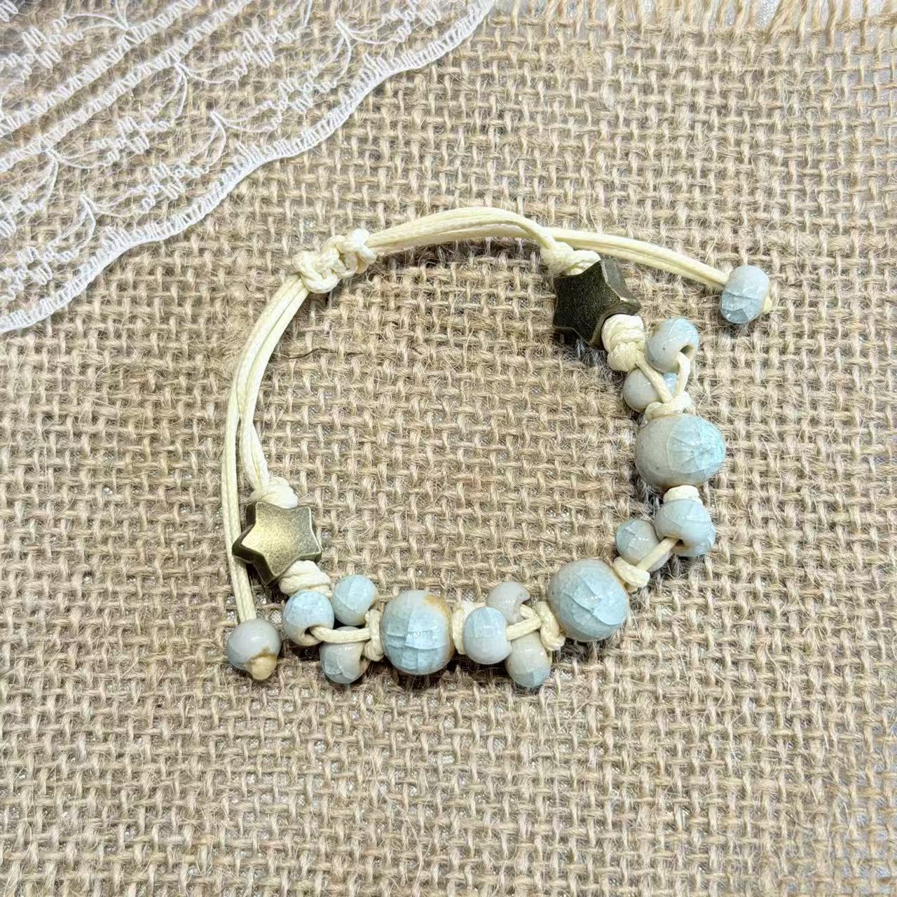 Ceramic Ice Crack Couple Hand-knitted Rope Girlfriends Gift Travel Commemorative Bracelet