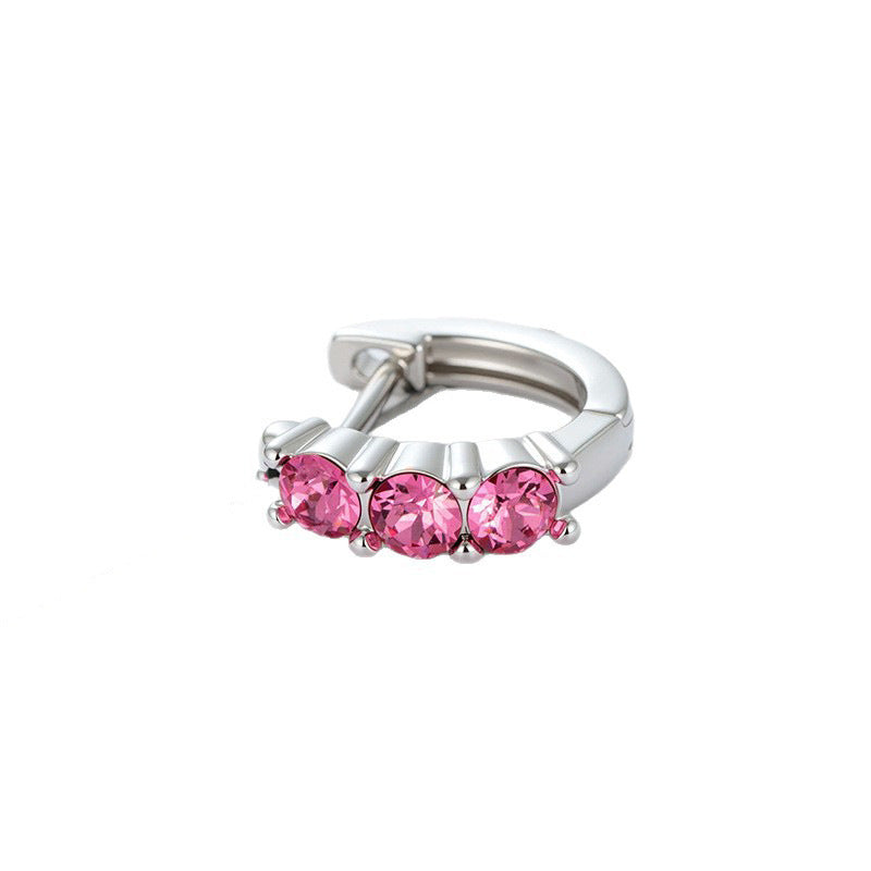 Zircon Candy Color Straight Needle Exquisite Clip Ear Buckle