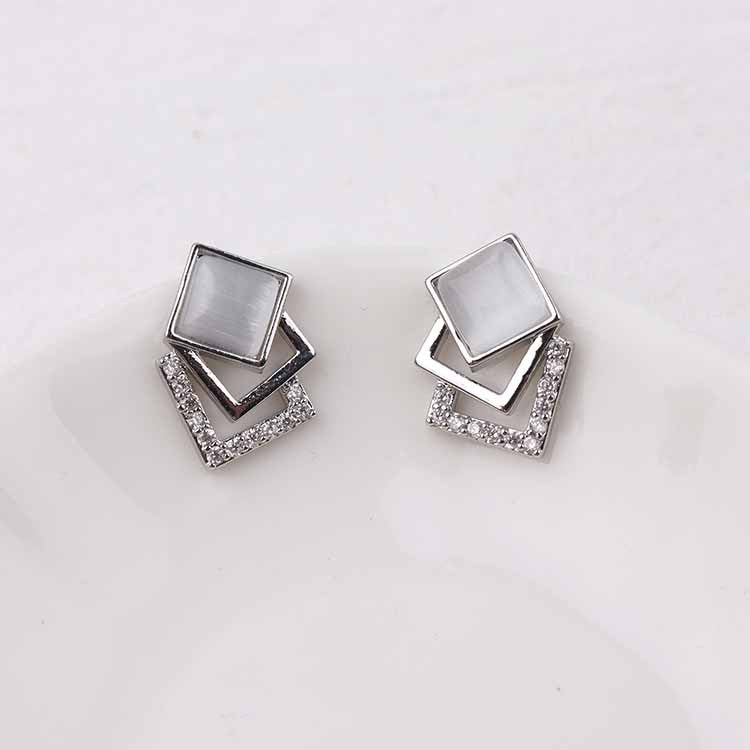 Needle Korean Style Square Elegant Female Earrings