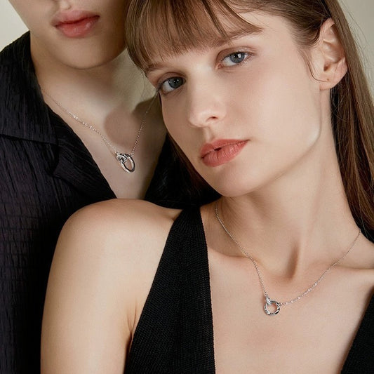 Sier Mobius Strip Couple Minority Simple Necklaces