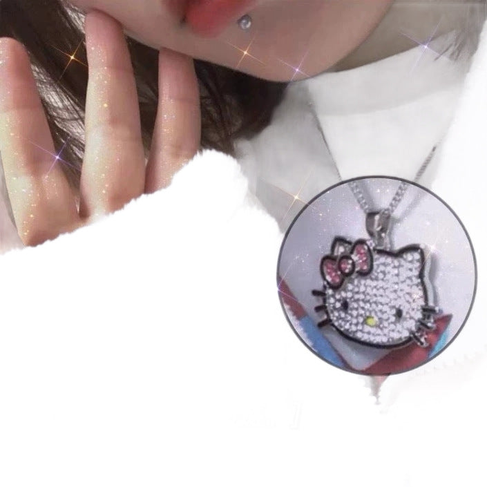 Women's Full Diamond Hello Kitty Millennium Hot Pendants