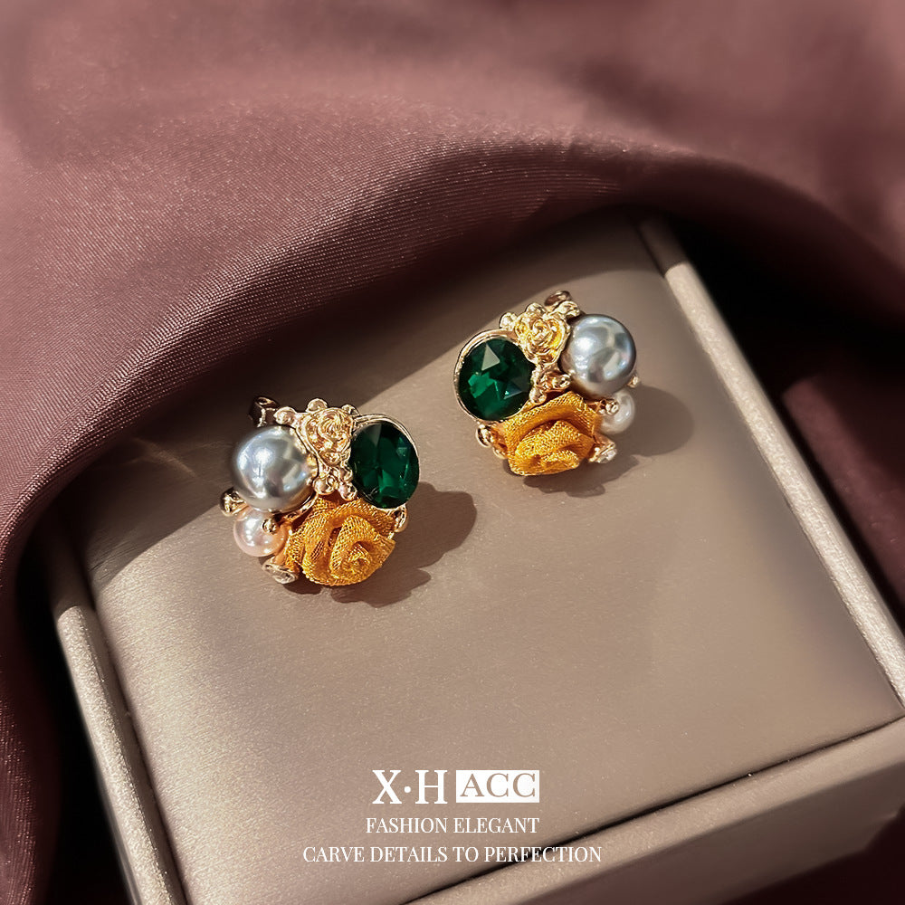 Elegant Graceful Rose Crystal French Romantic Retro Flower Rings