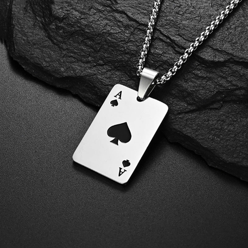 Personality Red Peach Playing Card Trendy Cool Necklaces