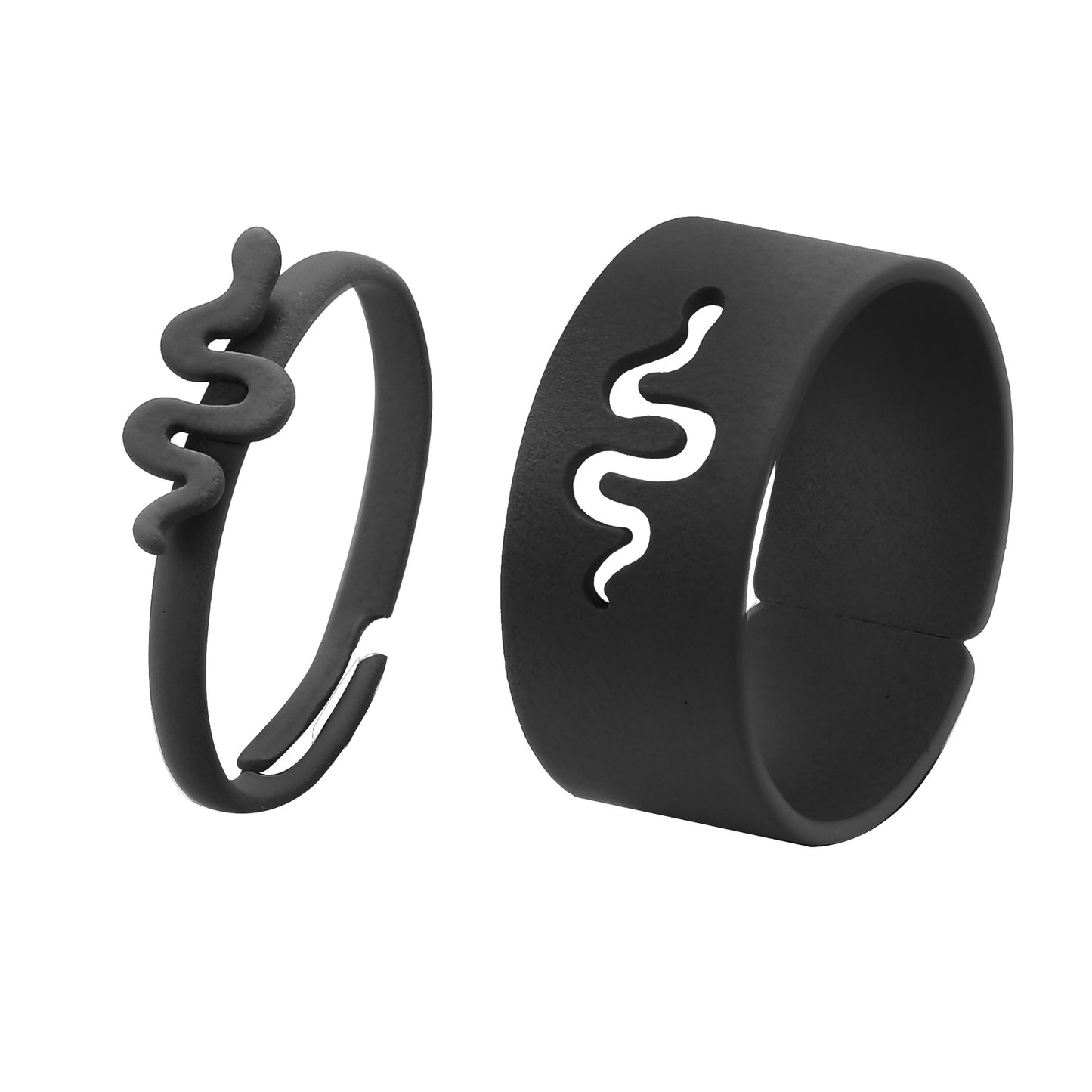 With Personality Creative Simple Twin Black Joint Snake-shaped Rings