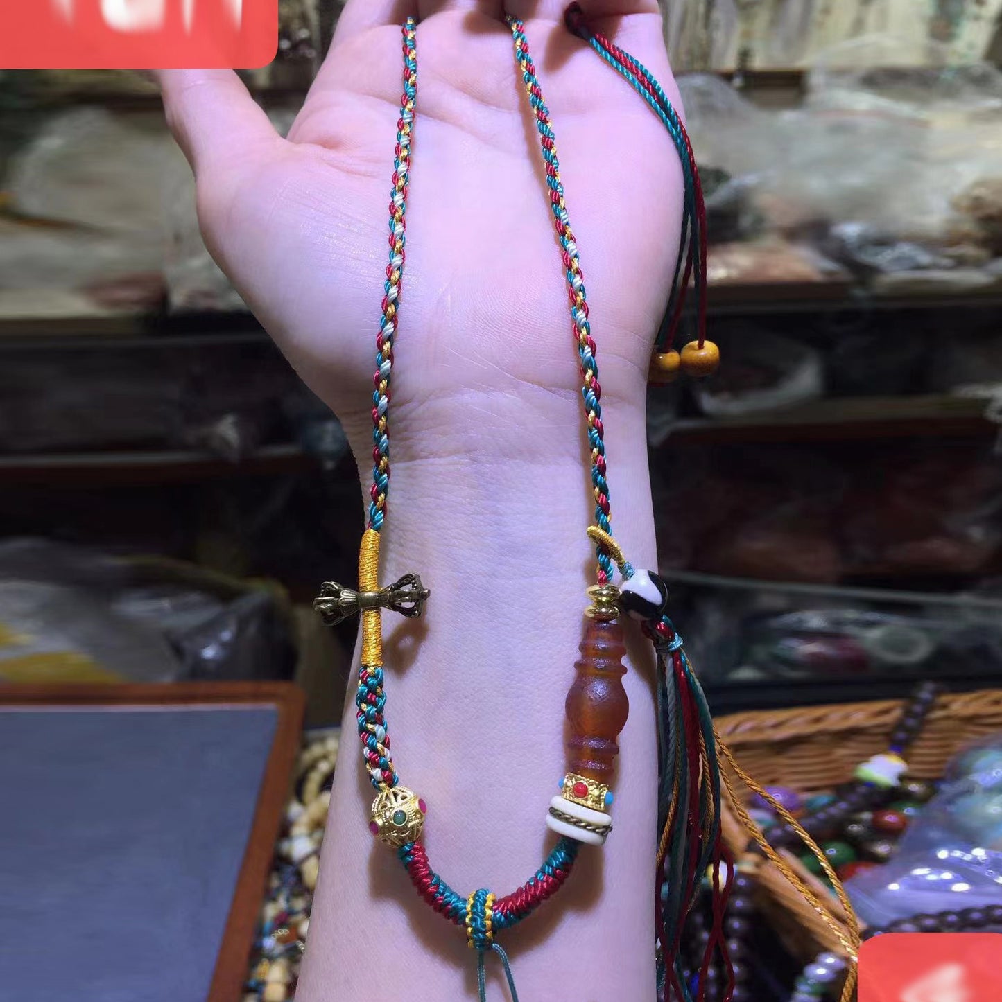 Tibetan Handmade Braided Rope Beeswax Jade Necklaces