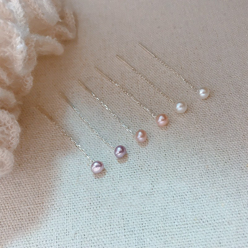 Simple Pearl Elegant Style Chain Three-color Stud Earrings