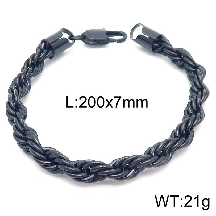 Steel Ornament Spiral Hemp Rope Hip Hop Bracelets