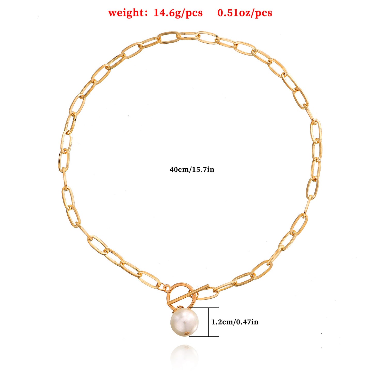 Women's Clip Bamboo Chain Big Pearl Punk Necklaces