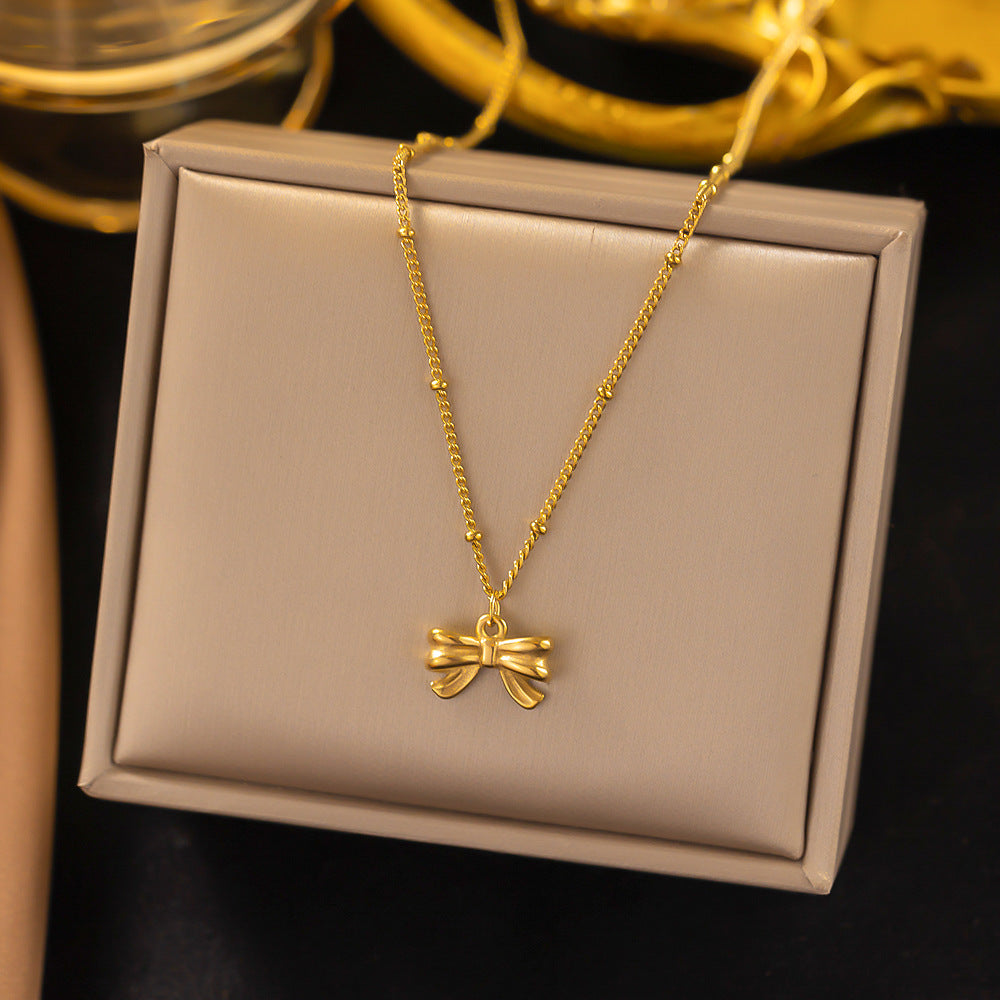 Design Niche Gold-plated Bow Female Clavicle Chain Necklace