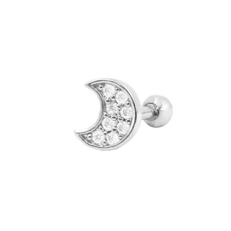 Three-dimensional Moon Ear Bone Nail Bow Stud Earrings