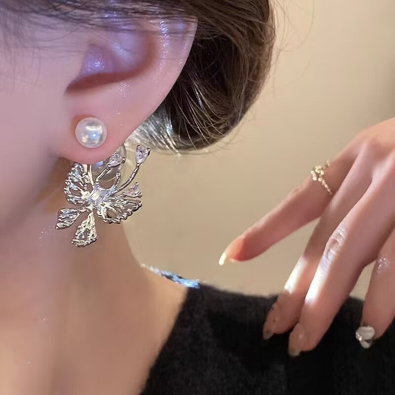 Women's Style For Pearl Butterfly Unique Design Light Luxury High Ear Line