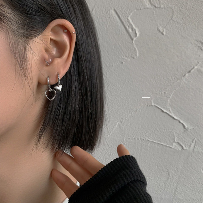 Style Elegant Asymmetry Love Heart Trendy Ear Earrings