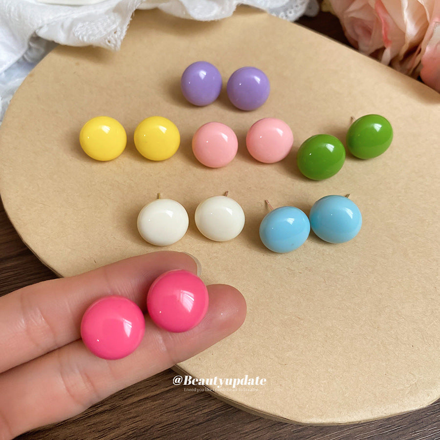 Sier Needle Color Bean-shaped Fresh Sweet Light Luxury High-grade Design Earrings