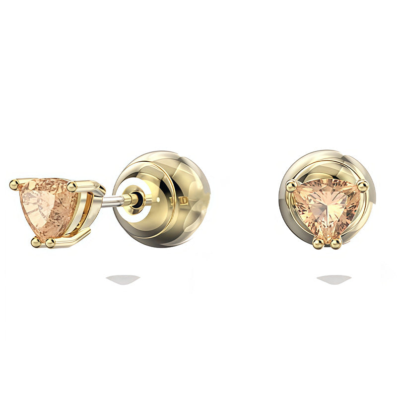 Austrian Crystal Thick Gold Plated Double-sided Rotating Earrings