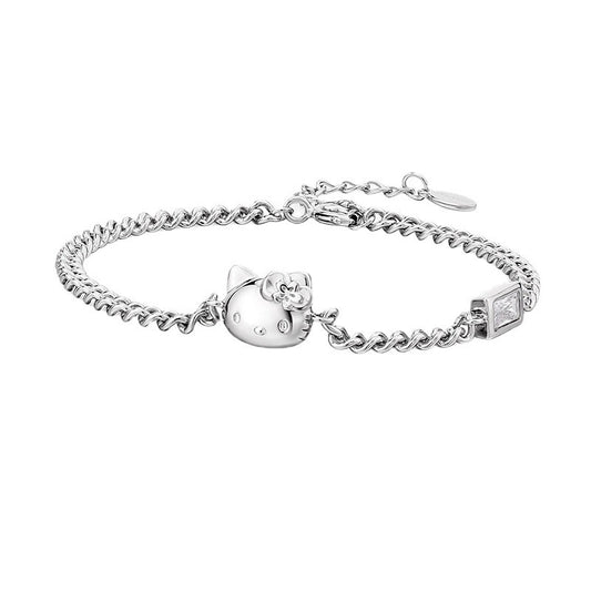 Source Hello Kitty Titanium Steel Adjustable Square Diamond Cuban Link Bracelets