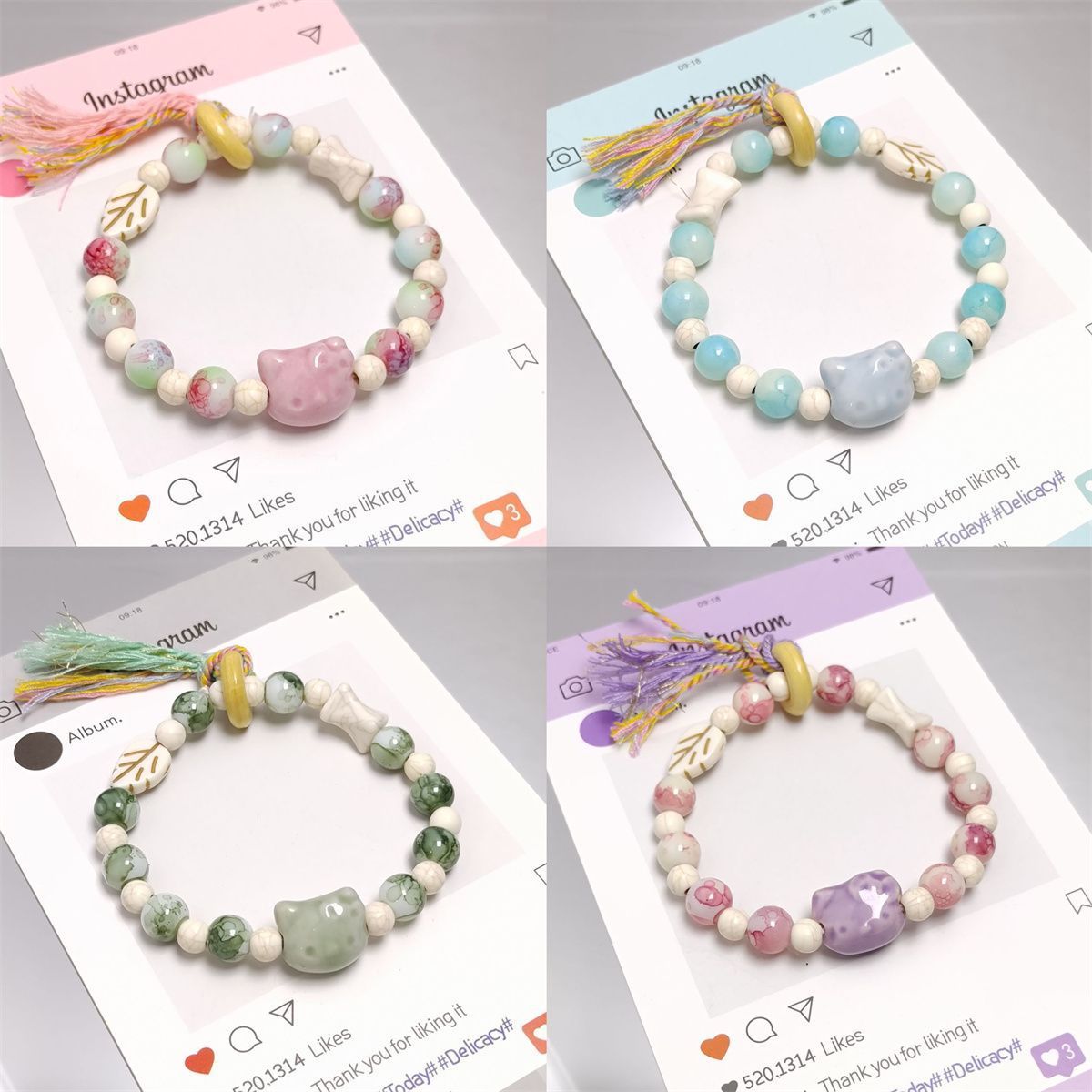 Cute Sweet Cat Ceramic Female Exquisite Bracelets