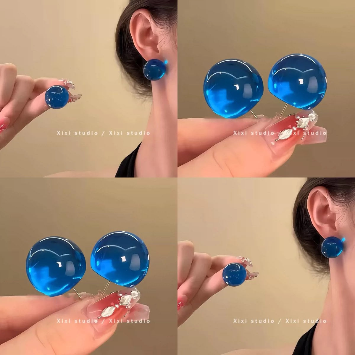Women's Summer Cold Blue Flower For Seaside Vacation Style Niche Stud Earrings
