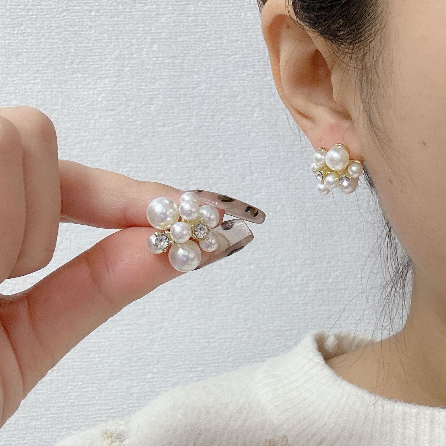 High-grade Simple Temperamental Minority Design Sense Artificial Pearl Female Rings