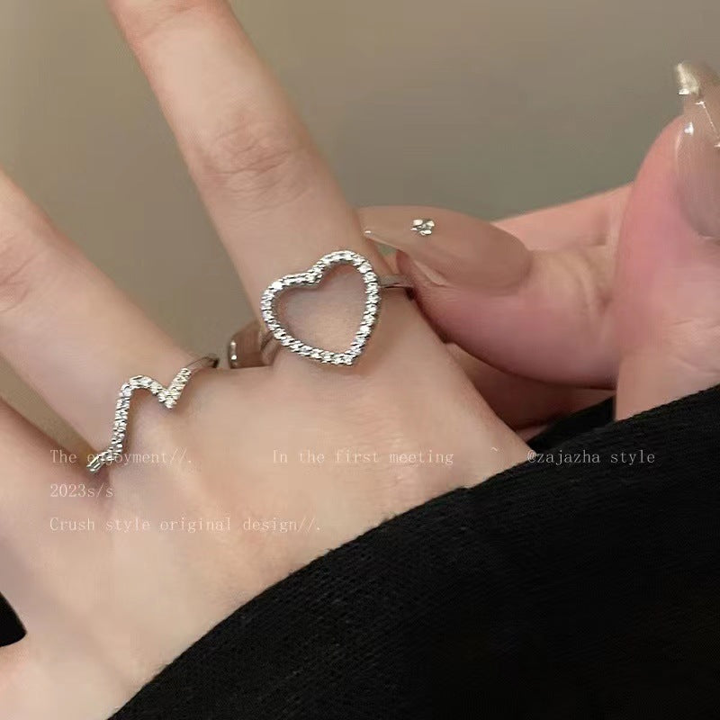 Women's Simple Hollow Out Love Heart-shaped Fashion Personality Affordable Luxury Ring