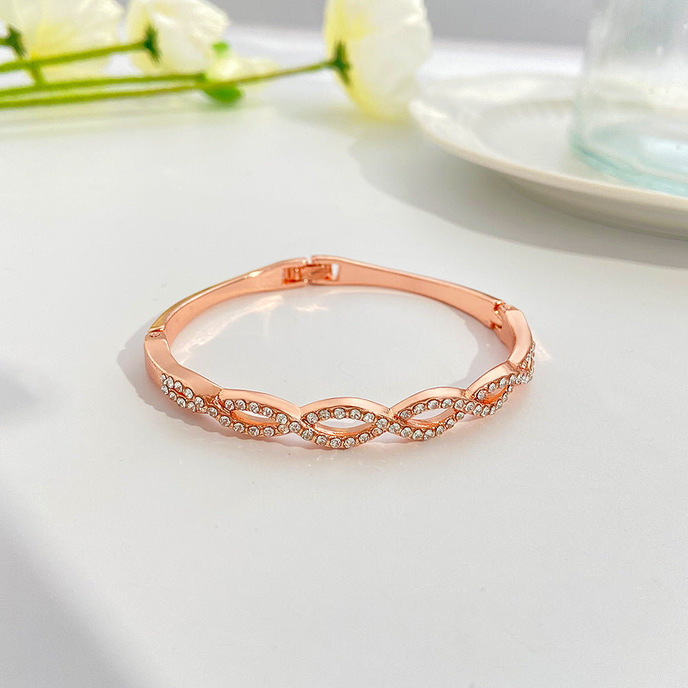 Popular Full Diamond Hollow Cross Geometric Fashion Simple Bracelet