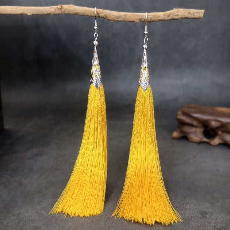 Women's Ethnic Style Tassel Classical Temperament Long Rings