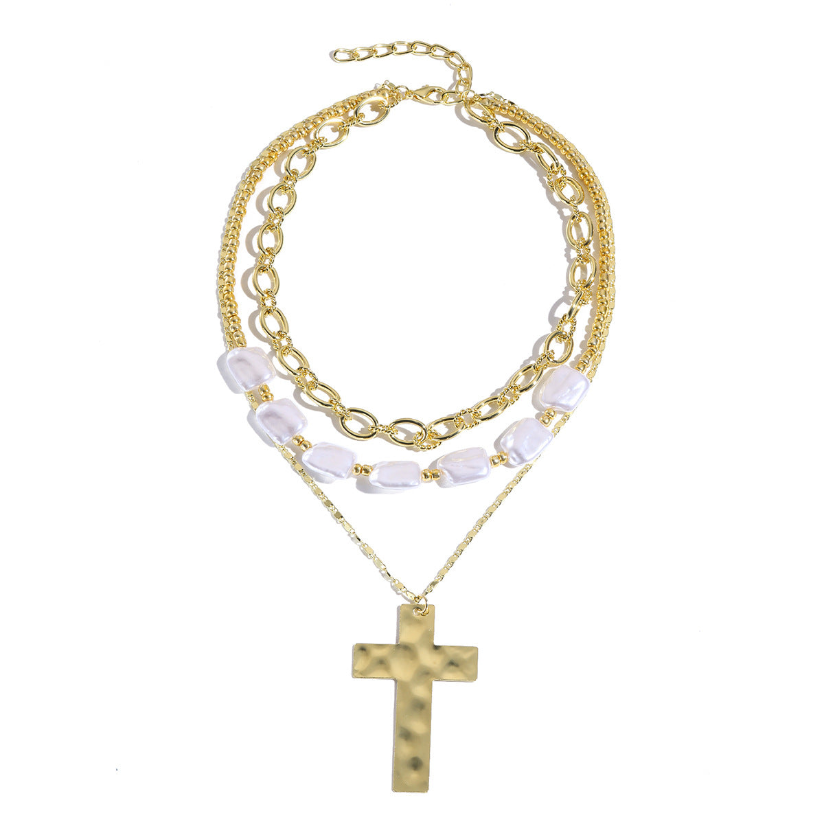 Women's Cross High-grade Inlaid Punk Imitation Pearl Pendants