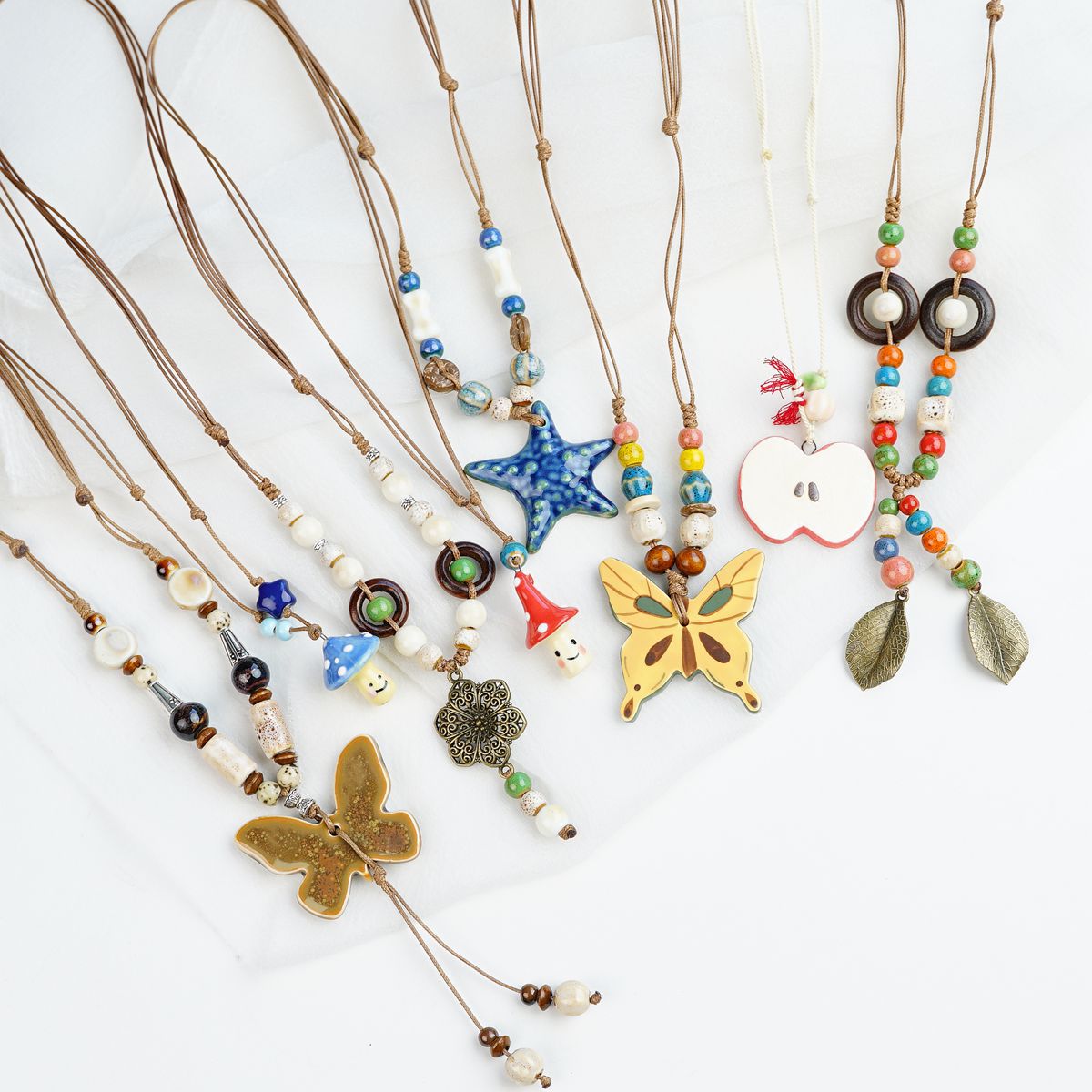 Style Personalized Trendy Ceramic Geometric Colorful Fish Long High-grade Necklace