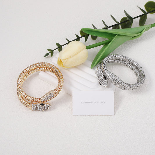 Women's & Men's Hop Punk Snake Personality Micro Inlaid Zircon Winding Niche Couple Bracelets