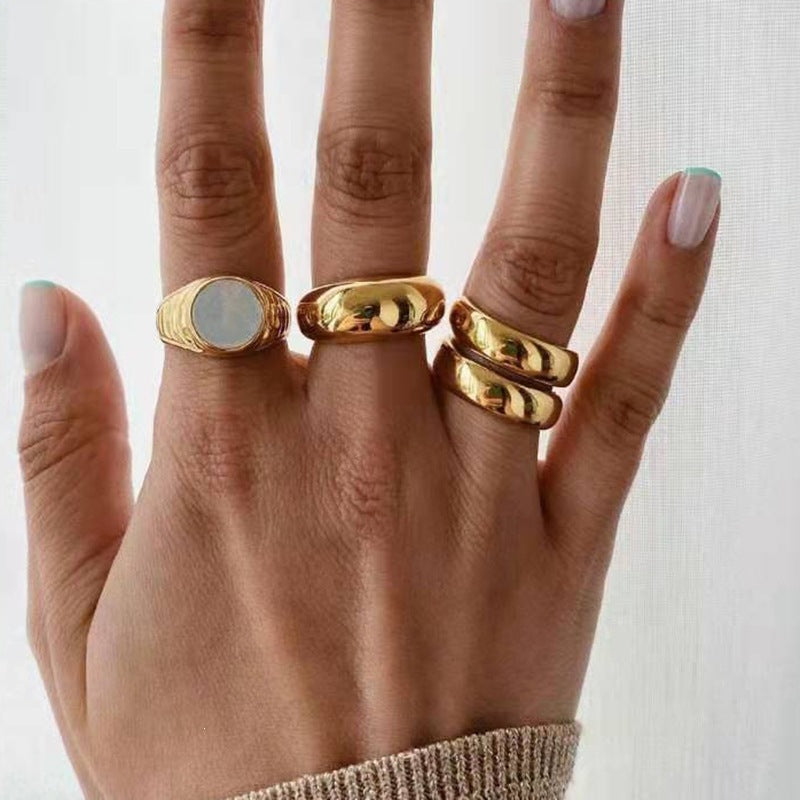 Wind Irregular Glossy Folding Tail Titanium Steel Rings