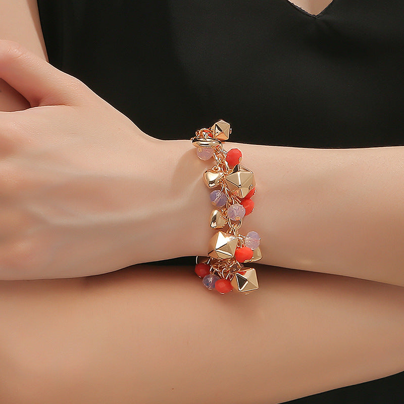 Women's Fashion Bohemian Glass Crystal Mixed Color Bracelets