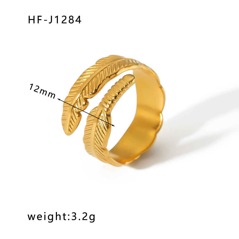 Minority Design Irregular Oil Pressure Gold Titanium Steel Open Female Rings