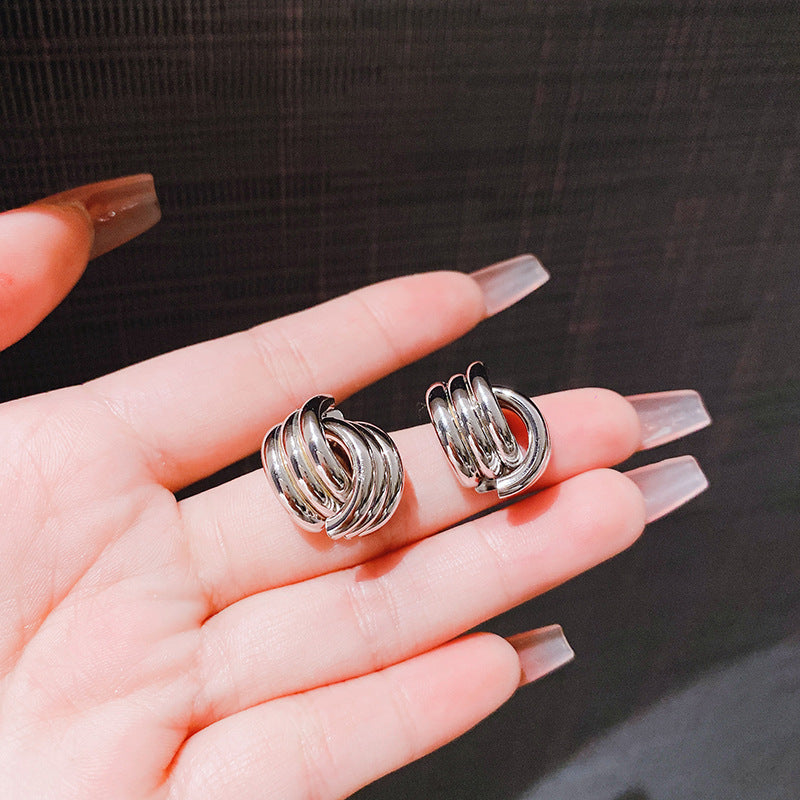 Cold Style Niche Design Geometric Staggered Earrings