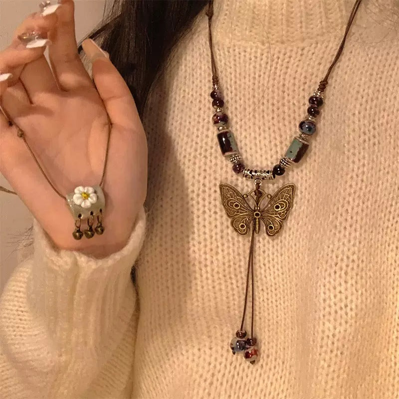 Women's Chinese Zen Ethnic Style Butterfly High-grade Retro Necklace