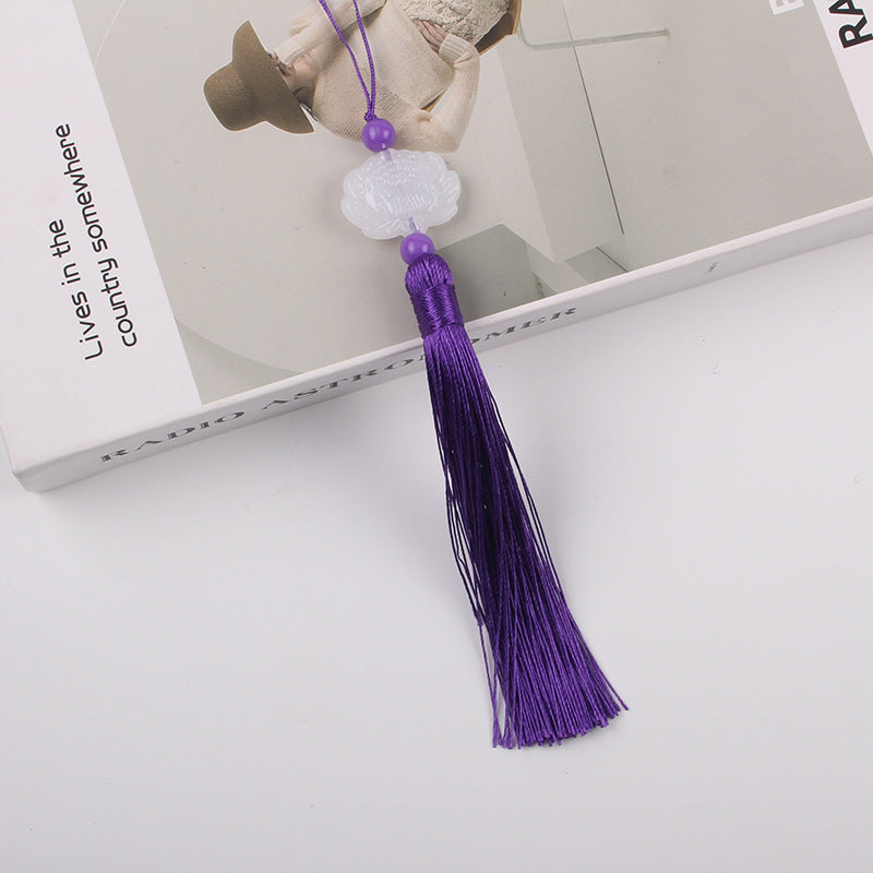 Jade Lotus Tassel Fringe Kunlun Fan Cheongsam Jewelry Accessories