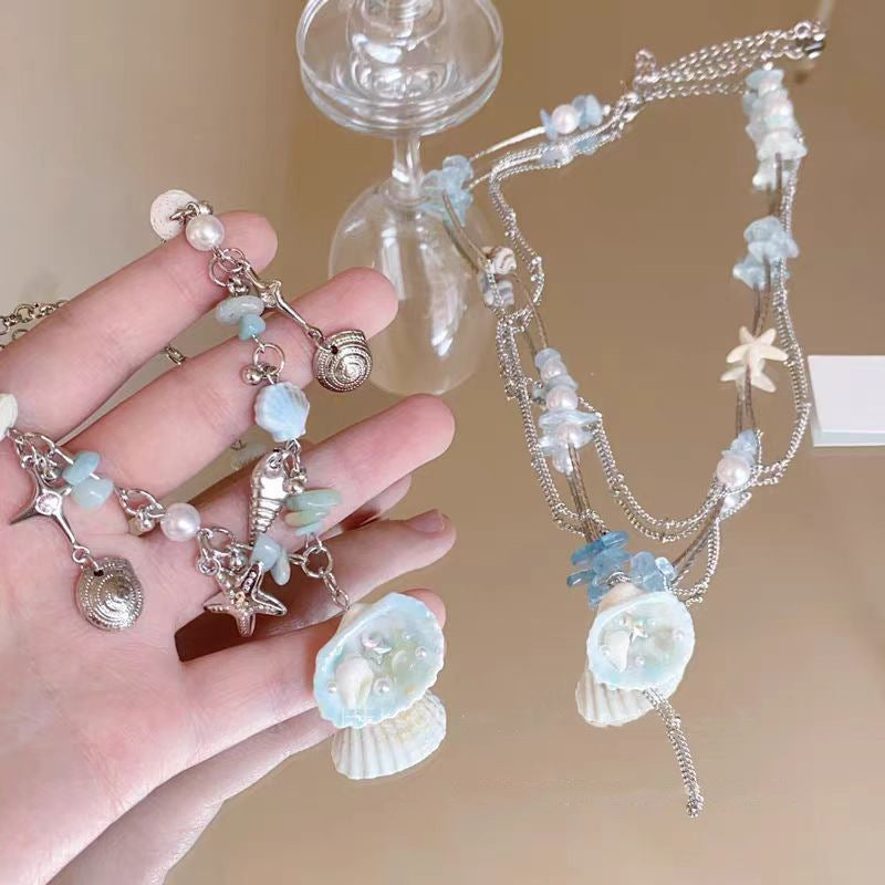 Women's Starfish Beaded Summer Long With Skirt Sweet Cool Hot Style Necklace