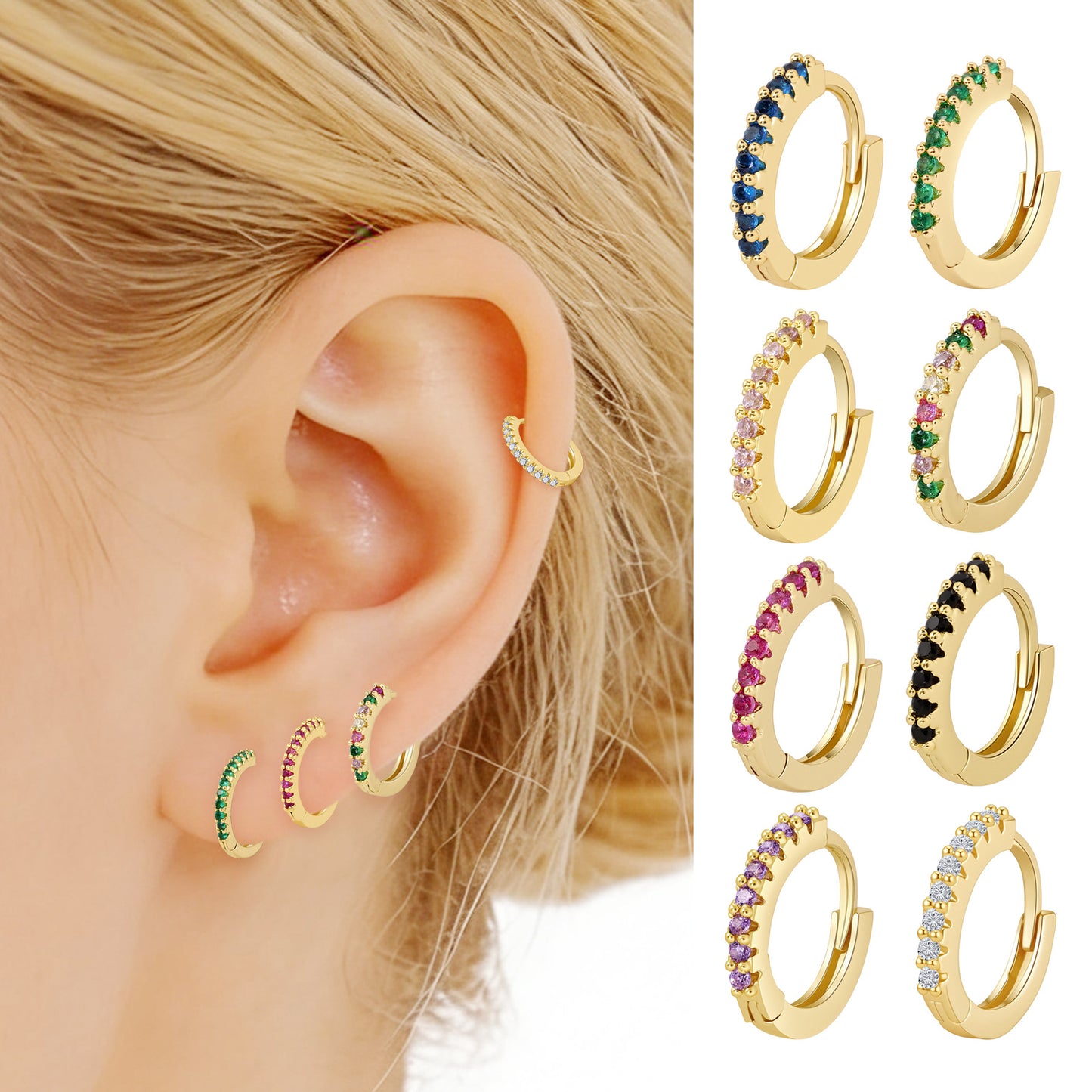 Women's Gang Drill Color Zircon Fashion Minimalism Copper Plating Earrings