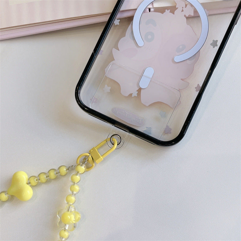 Women's Bow Beads Mobile Phone Lanyard Charm Pearl Love Short Bracelet
