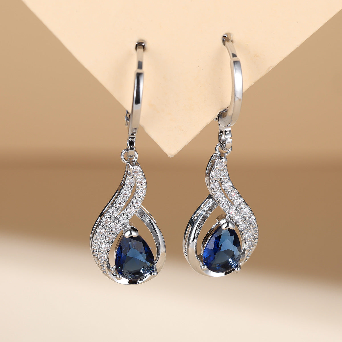Stylish Water Drop Zircon Lady Temperament Earrings