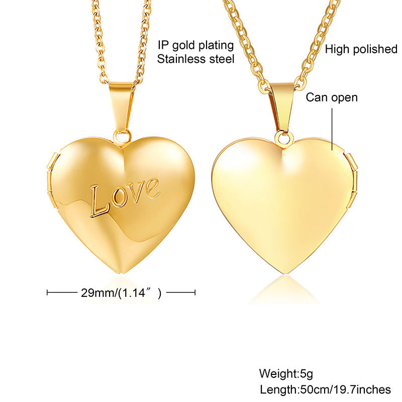 Stainless Steel Heart Shape Can Open Pendants