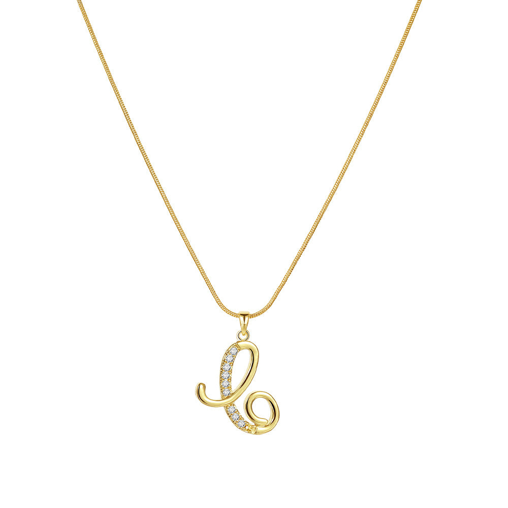 Simple Copper Inlaid Zircon Snake Chain Gold Advanced Necklaces