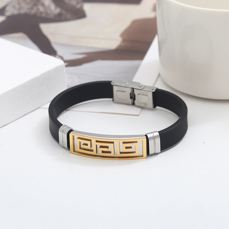 Men's Silicone Retro Personalized Stainless Steel Bracelets